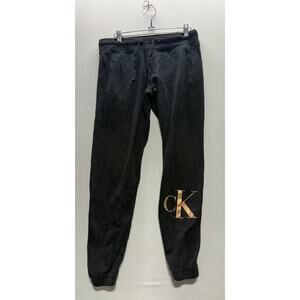Calvin Klein Jeans Women's Black Jogger Sweatpants with Rose Gold Logo - Size S